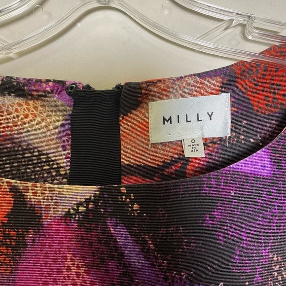 MILLY Women’s Chloe Multicolor Floral Cap Sleeve Short Sheath Dress Size 0 - Picture 2 of 6